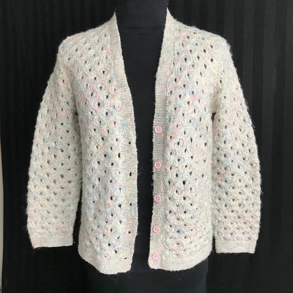 Vintage Hand-Crocheted Cottagecore Cardigan - Picture 2 of 4